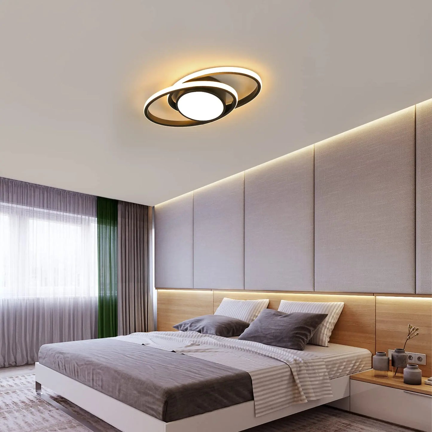 39W Ceiling Lamp,Double Round LED Ceiling Lamp,LED Ceiling Lamps Warm Light 3000K,Bedroom Ceiling Lamp,LED Ceiling Lamp Kitchen