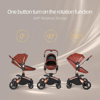 Luxury Baby Stroller 3-in-1 - PU Leather Pram with Car Seat Newborn