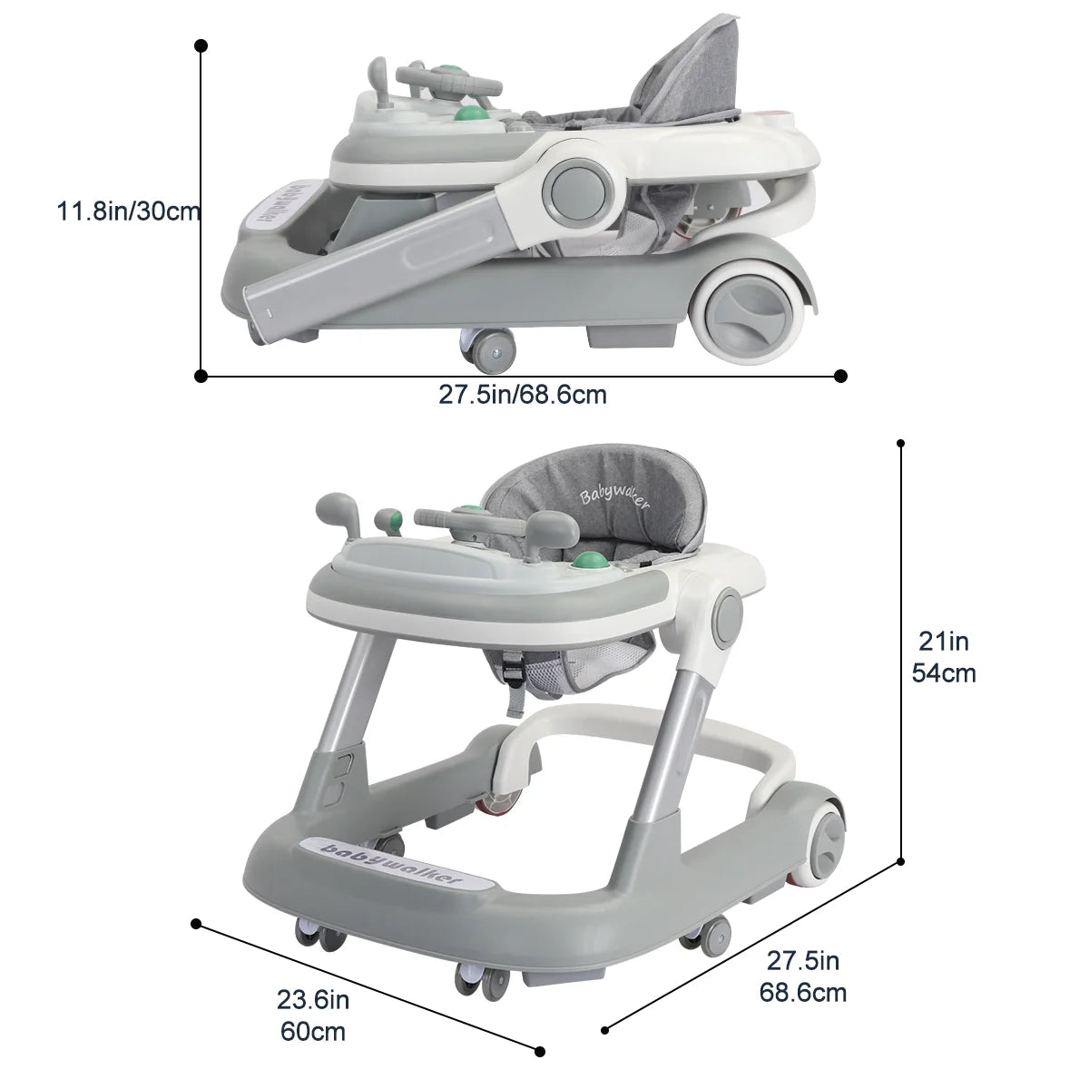 Push Walker with Removable Feeding Tray and Music Tray without batteries. 6 Months & Up Baby