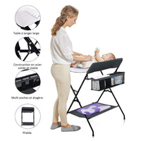 Changing Table (with basket of Storage + shelves) gray/black