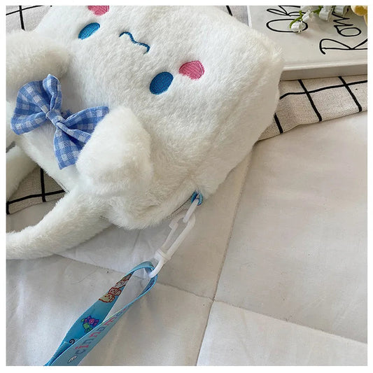 Miniso Plush Bag – Kawaii Kuromi, Cinnamoroll & Melody Cartoon Crossbody Handbag for Women & Girls WAREHOUSE SHOP