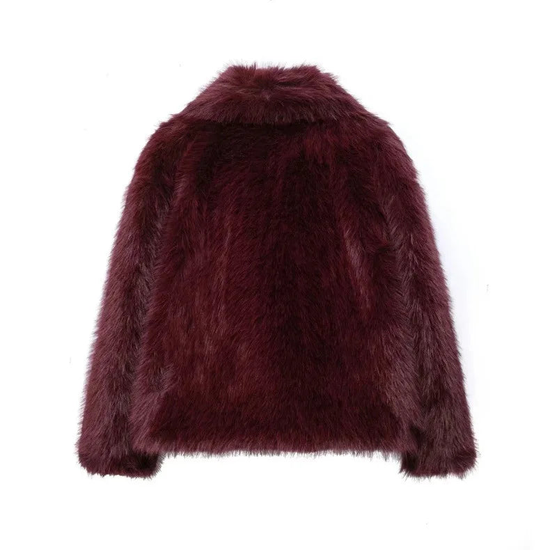 Luxury Faux Fur Jacket. Women's Loose Long-sleeved Coat Toka Fox Fur