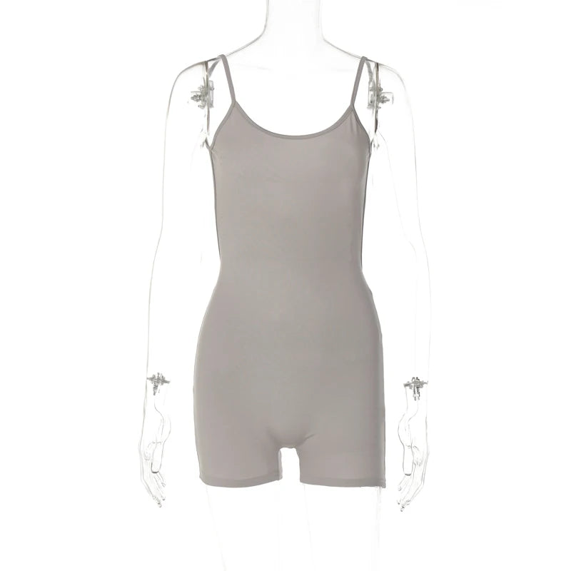 Hugcitar Solid Sleeveless Backless Ruched Sexy Bodycon Skinny Slips One Piece Playsuit Fall Women Vacation Rave Outfits Romper