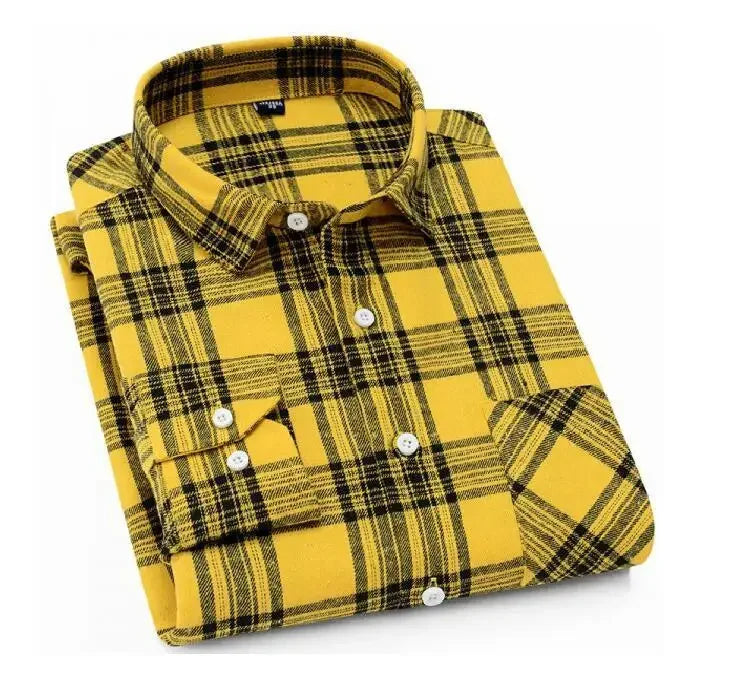 Men Flannel Plaid Shirt. Soft Comfort Slim Fit Styles Brand for Official and Casual Long Sleeve Shirts