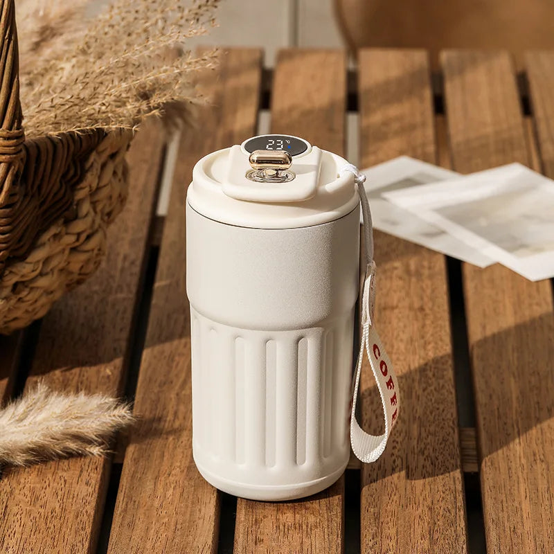 Smart Coffee Mug with LED Temperature Display - Stainless Steel Insulated Thermal Bottle