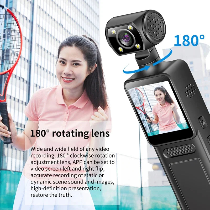 4K HD Handheld Xiaomi Pocket Camera.  180° Rotating, Mini Portable Camera, Wearable Night Vision Outdoor Sports Camera.
