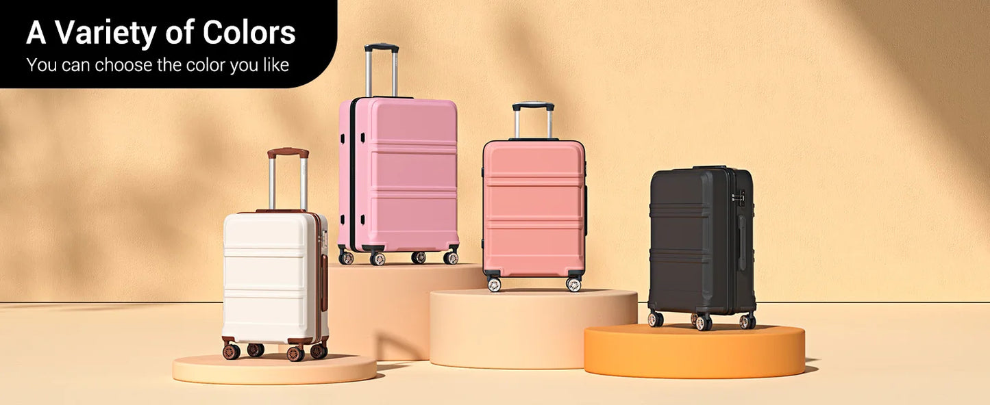 Kono Lightweight Cabin Suitcase - 20/24/28 Inch ABS Hard Shell, Fits EasyJet Under Seat, large-Compact Carry-On Trolley Case