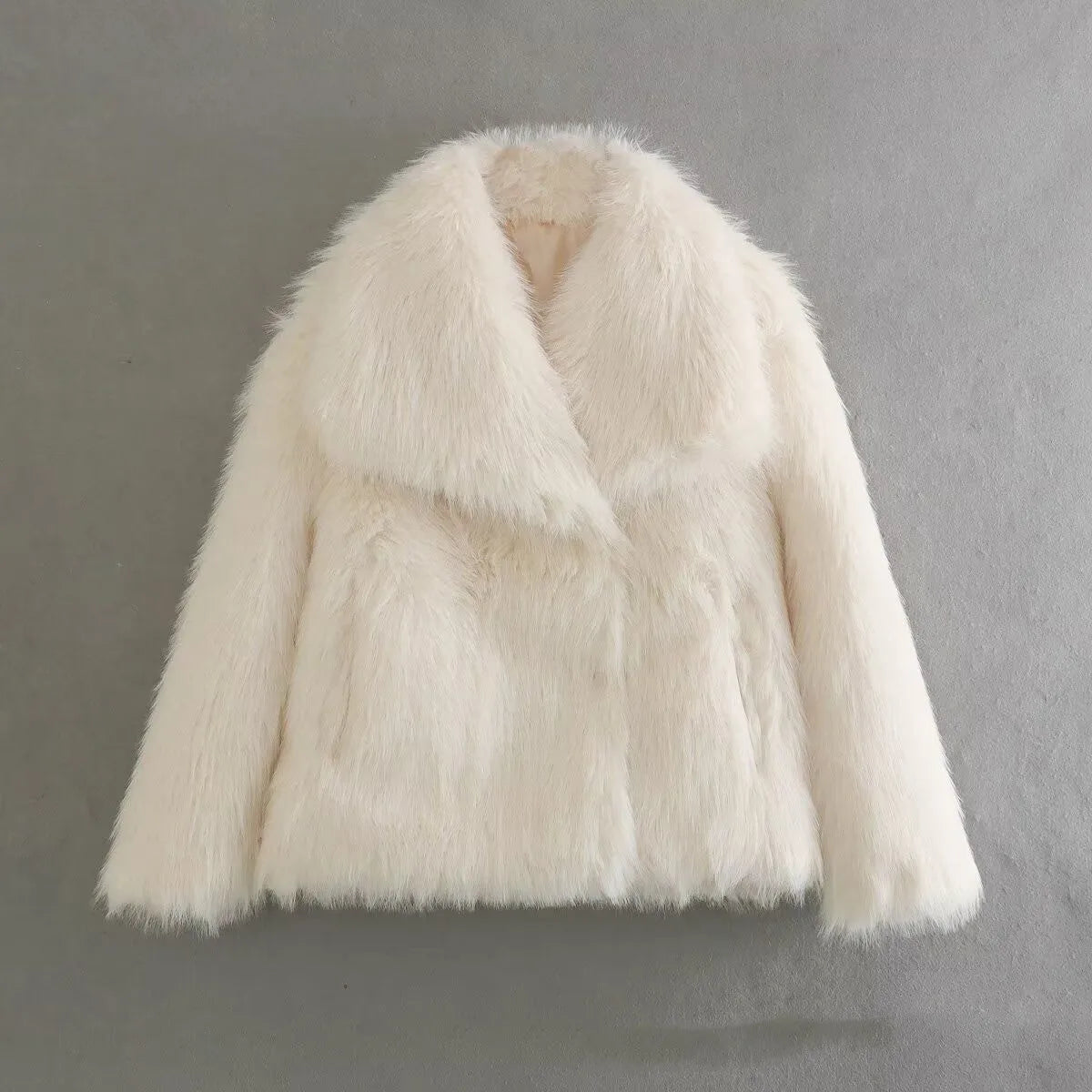 European American Winter Faux Fur Large Lapel Socialite Noble Classic Elegant Fashionable Commuting Dating Warmth Soft Outerwear