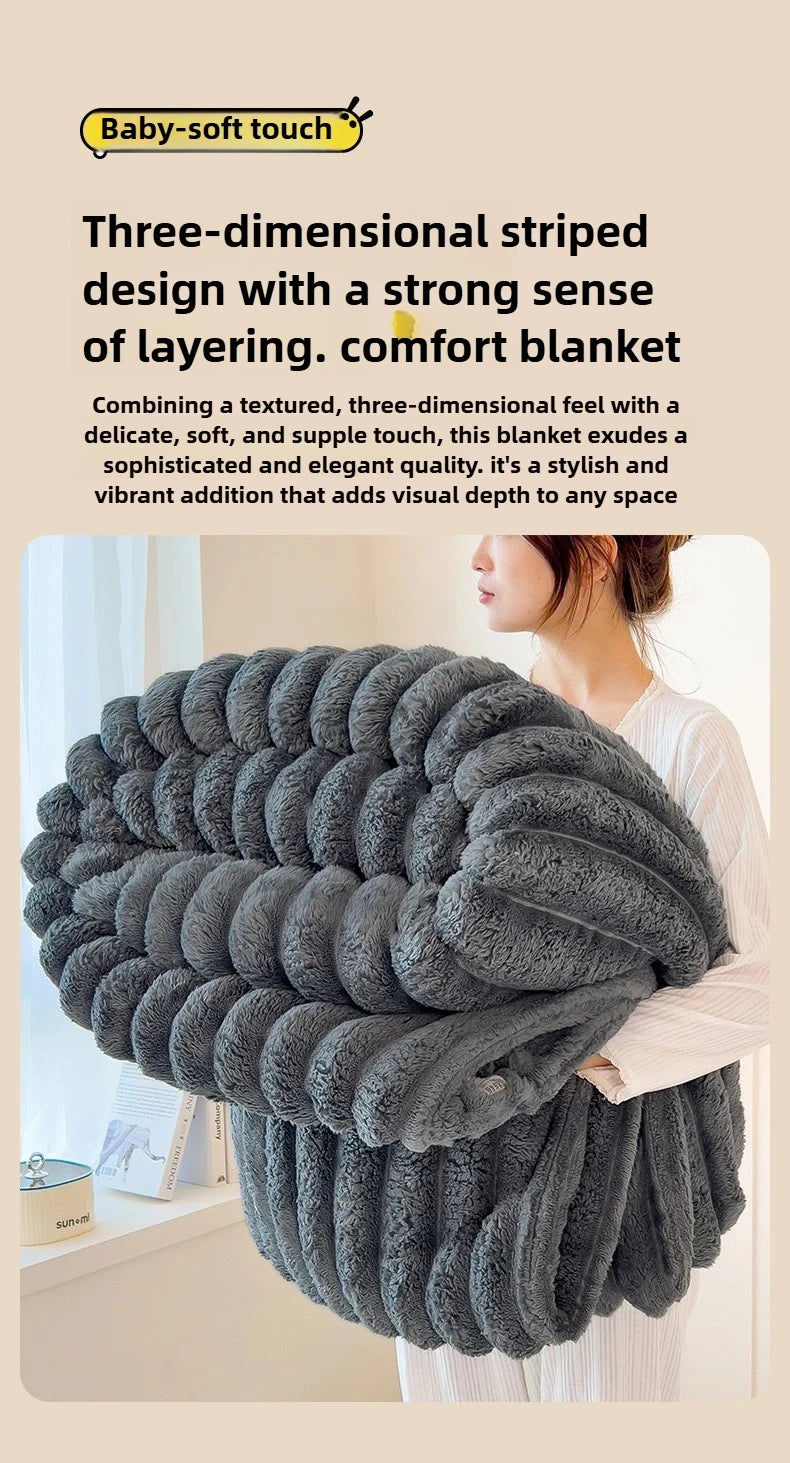 Striped Flannel Blanket – Cozy Bed Sheet & Sofa Throw