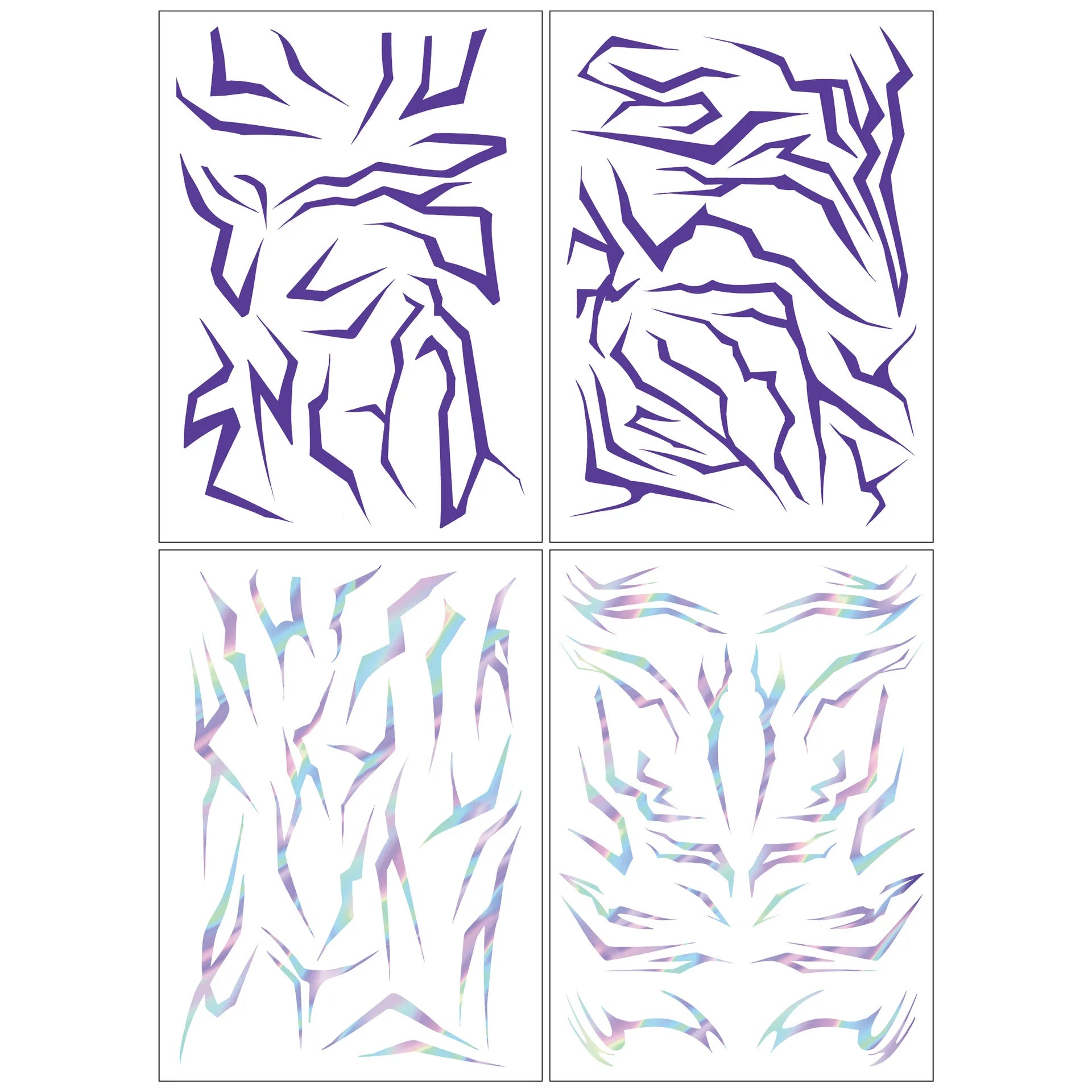 KPop Temporary Tattoo Set 4pcs - Purple Colorful Party Cosplay Body Art