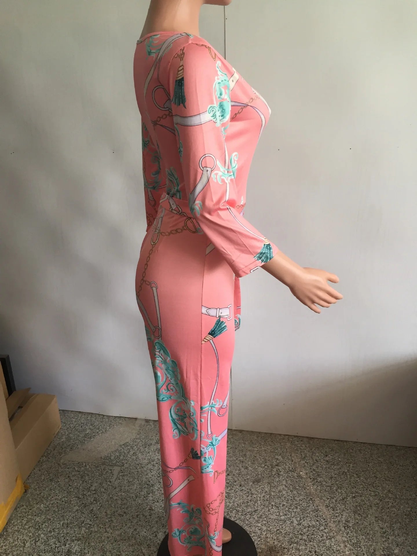 Sexy women jumpsuit V-neck long sleeved printed jumpsuit For Women