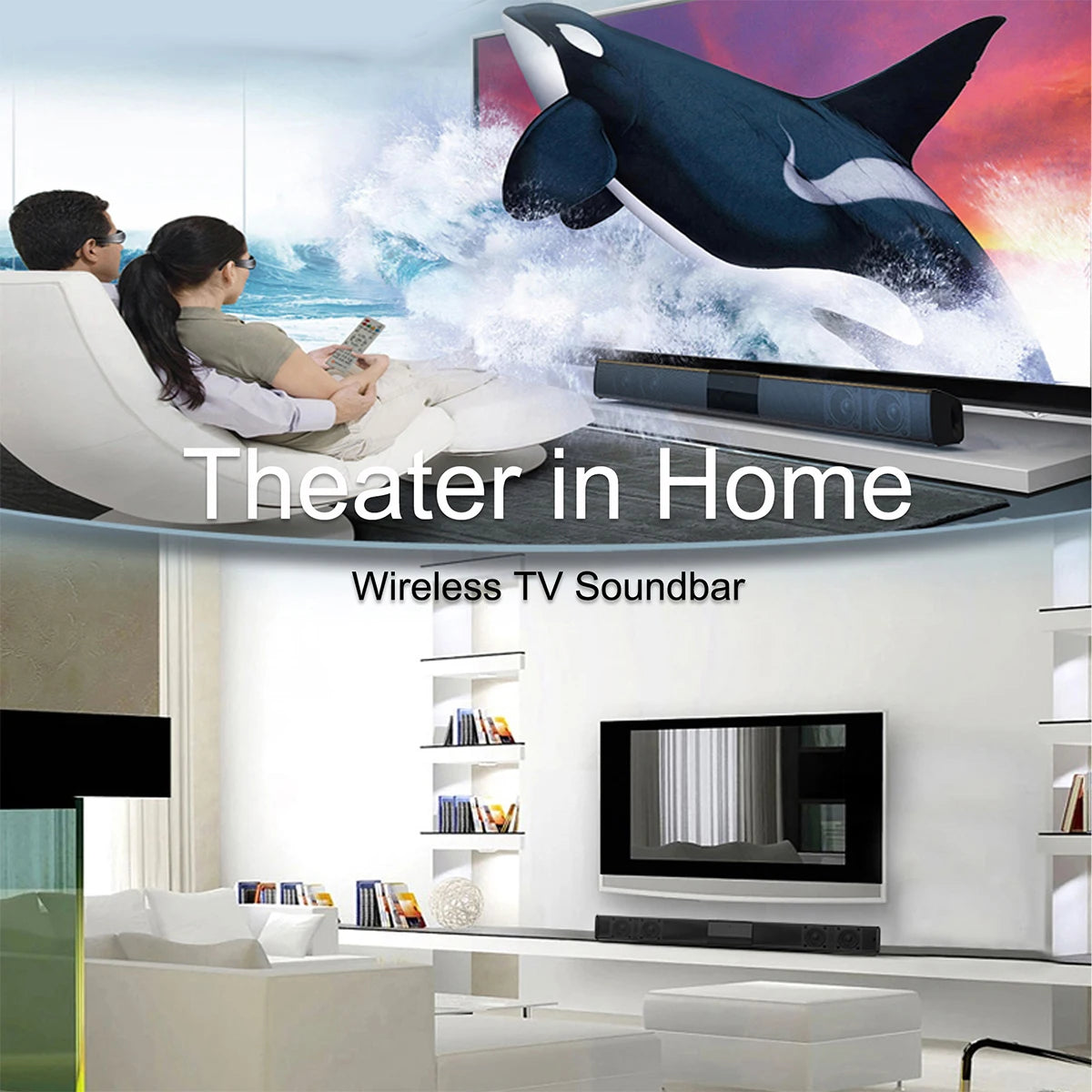 Bluetooth Home Theater Soundbar With Remote Control, RCA, AUX, FM