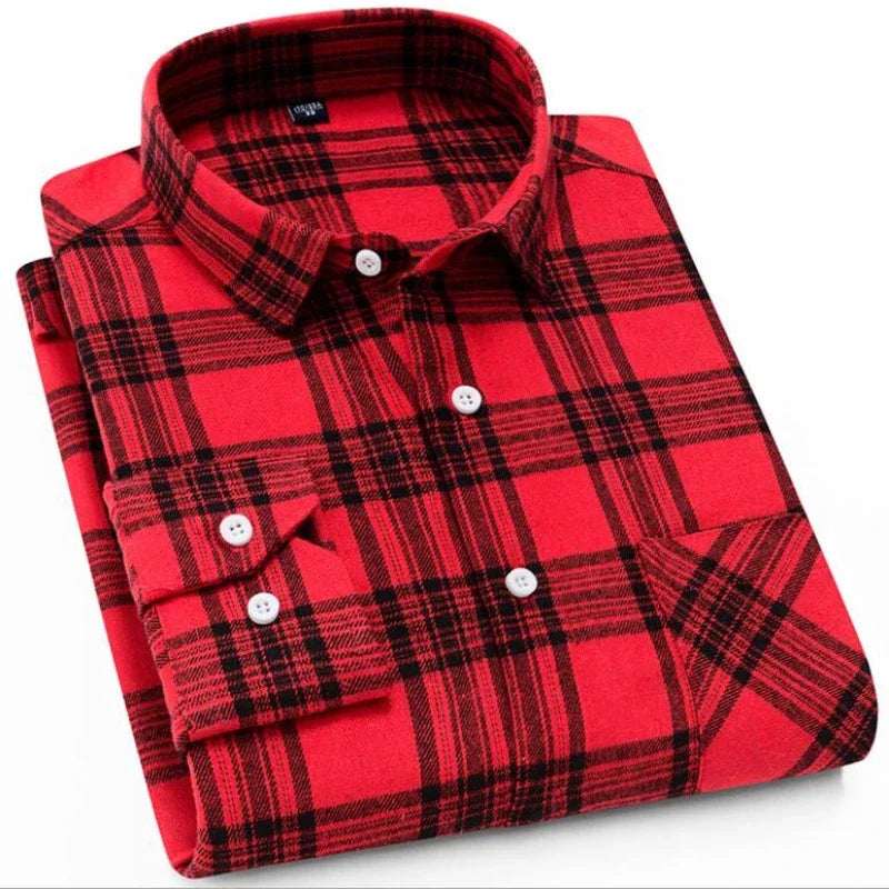 Men Flannel Plaid Shirt. Soft Comfort Slim Fit Styles Brand for Official and Casual Long Sleeve Shirts