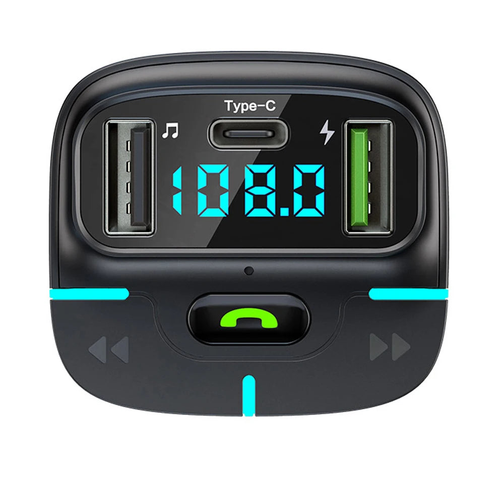 Car Bluetooth 5.3 FM Transmitter Wireless Audio Receiver Car MP3 Player PD Fast Charger Ambient Light Charger