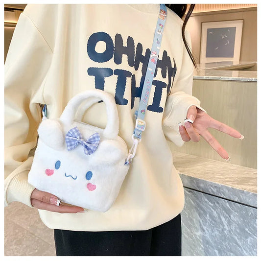 Miniso Plush Bag – Kawaii Kuromi, Cinnamoroll & Melody Cartoon Crossbody Handbag for Women & Girls WAREHOUSE SHOP