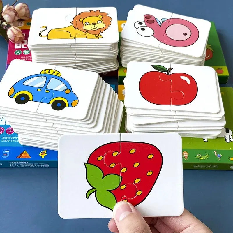 32pcs Kids Matching Card Puzzle - Early Education Cartoon Cognitive Toy