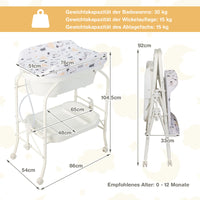 4-in-1 Folding Changing Table with Bathtub, Portable Changing Table with Changing Mat, Mobile Changing Station