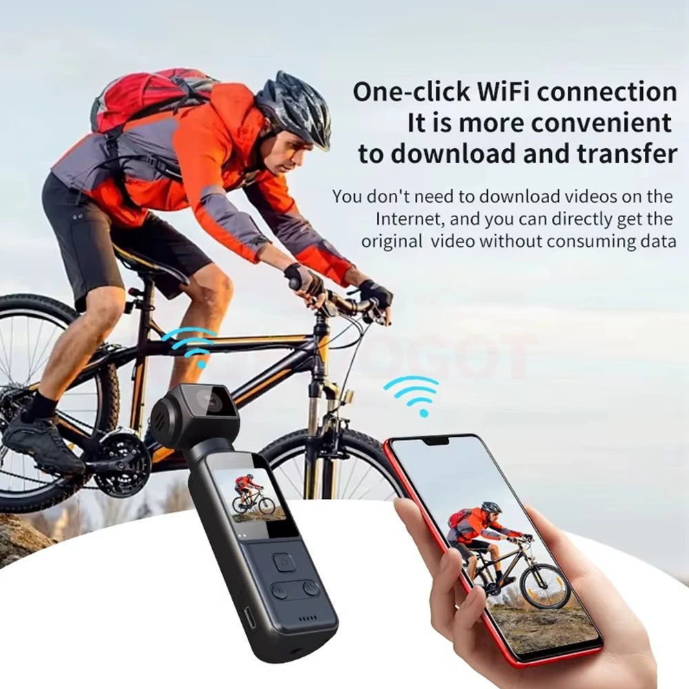 Portable Mini 4K HD Pocket WiFi Camera. 270° Rotatable, Anti Shake, Outdoor Sports, DV DVR Video Recorder, Riding Bicycle Camcorders