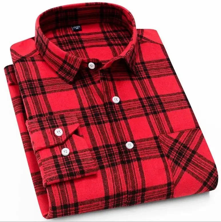 Men Flannel Plaid Shirt. Soft Comfort Slim Fit Styles Brand for Official and Casual Long Sleeve Shirts