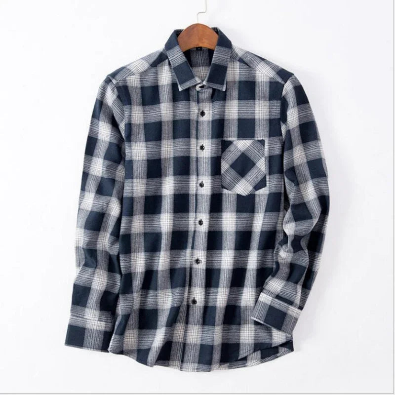 Men Flannel Plaid Shirt. Soft Comfort Slim Fit Styles Brand for Official and Casual Long Sleeve Shirts