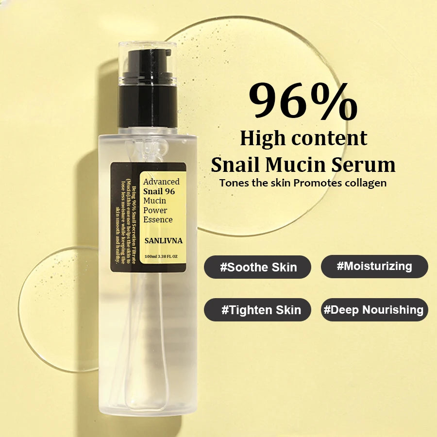Korean Skin Care Snail Mucin 96% Facial Essence - Anti-Aging Firming Brightening Fine Lines Repair for Younger Looking Skin