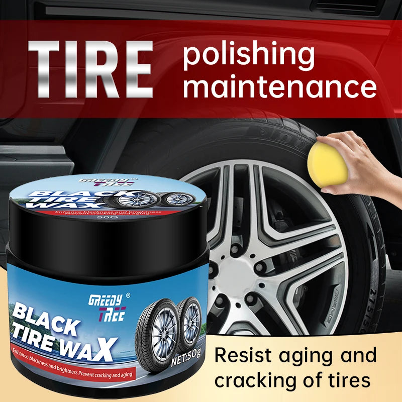 Black Tire Wax, Water-Resistant Car Wheel Shine, Long-Lasting Protection.