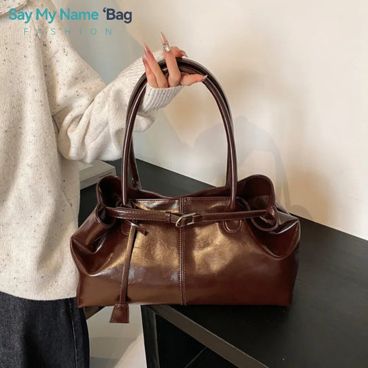 New PU Leather Tote Bag. Slouchy Hobo Handbag Fashion Shoulder Bag. Large Top Handle Bag for Women Work Shopping Travel