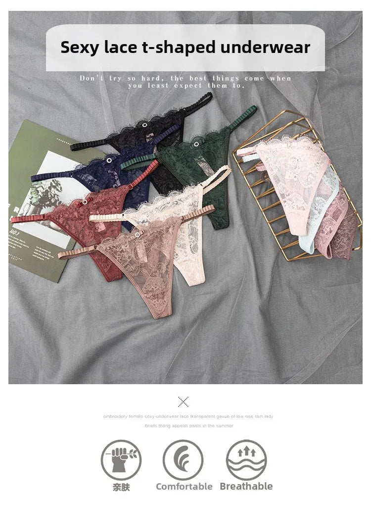 Women'S Sexy Lace Up Cut Out Thong Breathable Underwear for Women Thong Underwear