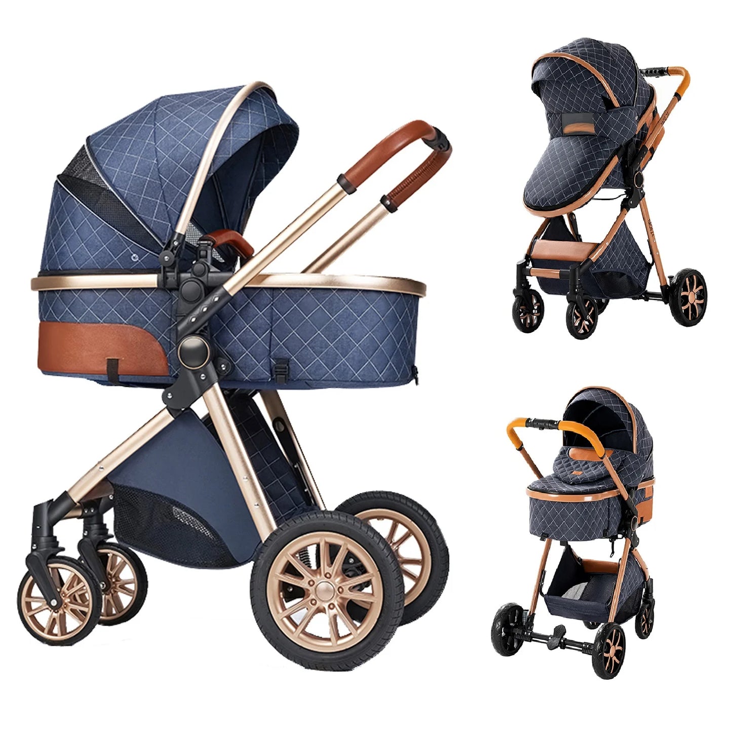 Baby Stroller 3-in-1 Lightweight stroller Travel System Multifunctional Pram with Aluminum Frame Compact Stroller for Newborn