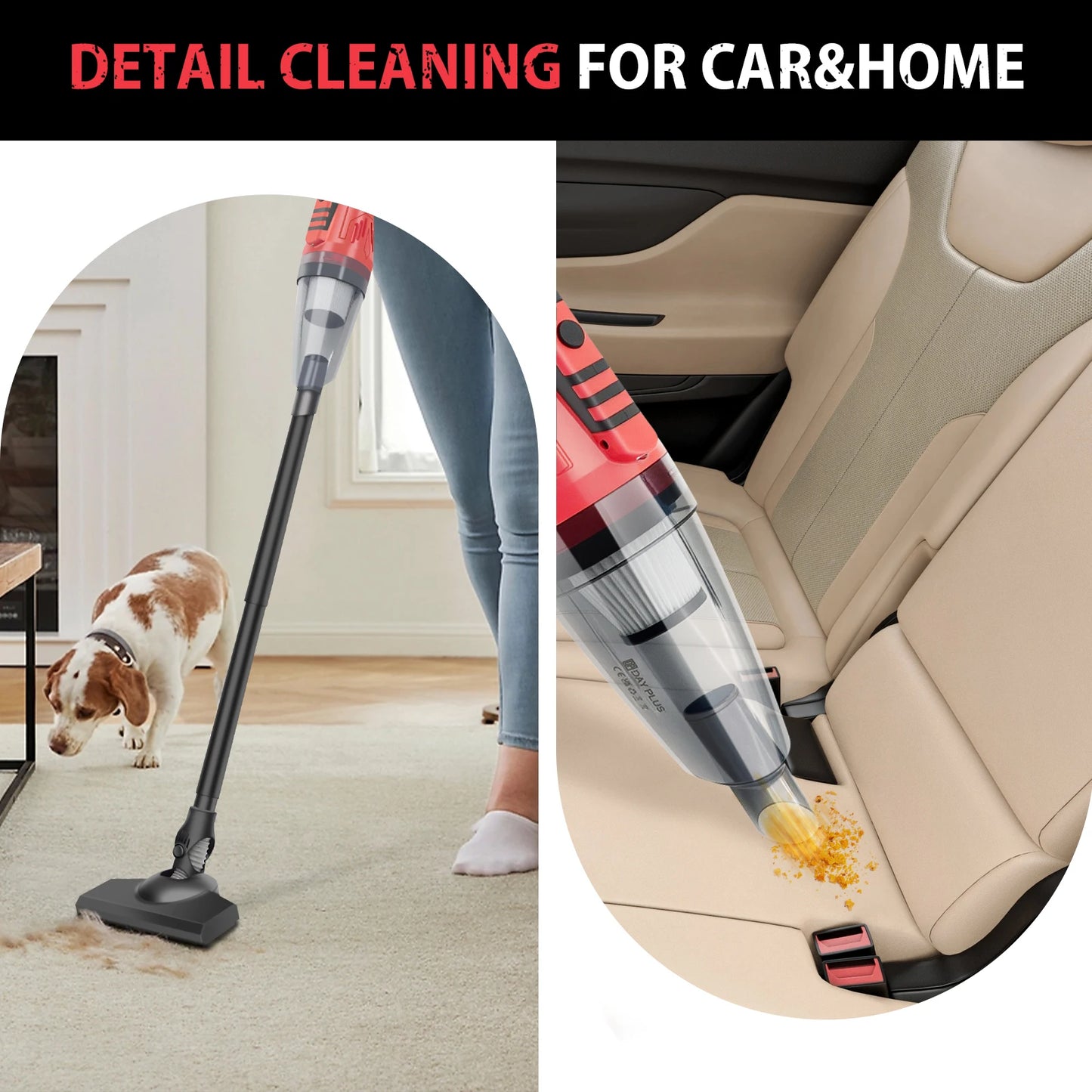 Cordless Vacuum Cleaner, 55KPA Lightweight Vacuum Cleaners for Home with Rechargeable 2200 mAh Battery, Handheld Vacuum for Home