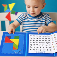 Magnetic Wooden Tangram Puzzle - Montessori Educational Kids Gift