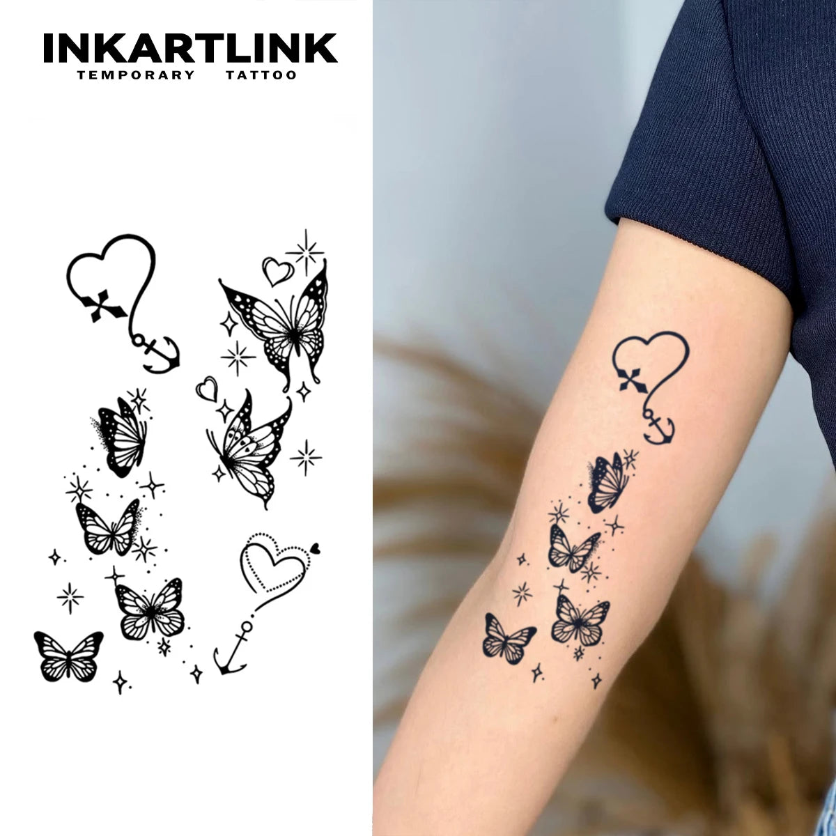 Butterfly Temporary Tattoo,Lasts To 15 Days New Technology Magic Waterproof Semi Permanent Sticker.