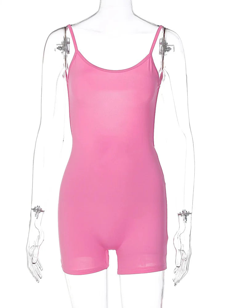 Hugcitar Solid Sleeveless Backless Ruched Sexy Bodycon Skinny Slips One Piece Playsuit Fall Women Vacation Rave Outfits Romper