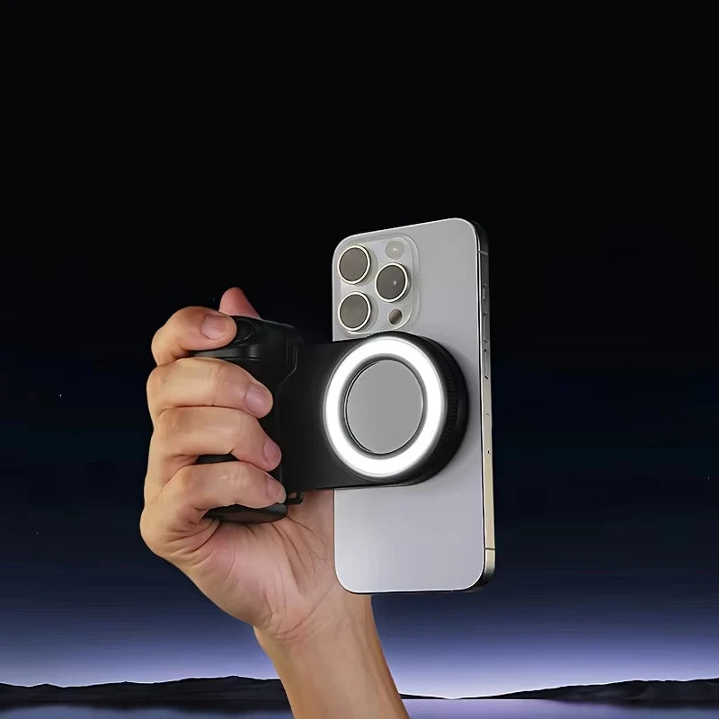 GripShot Pro — MagSafe Phone Grip with Bluetooth Remote & Fill Light