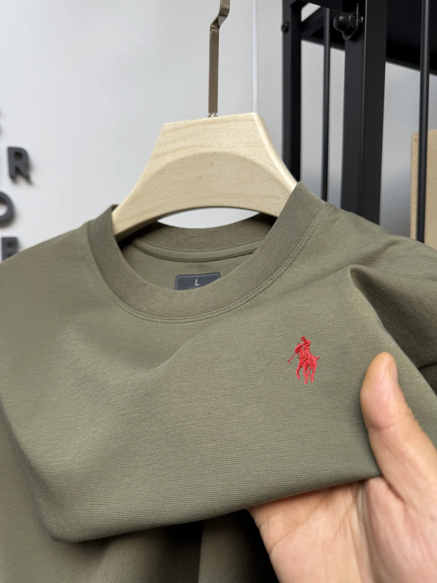 New cotton men's short sleeve round neck T-shirt summer fashion high-end brand embroidery ponytail embroidery Korean top T-shirt