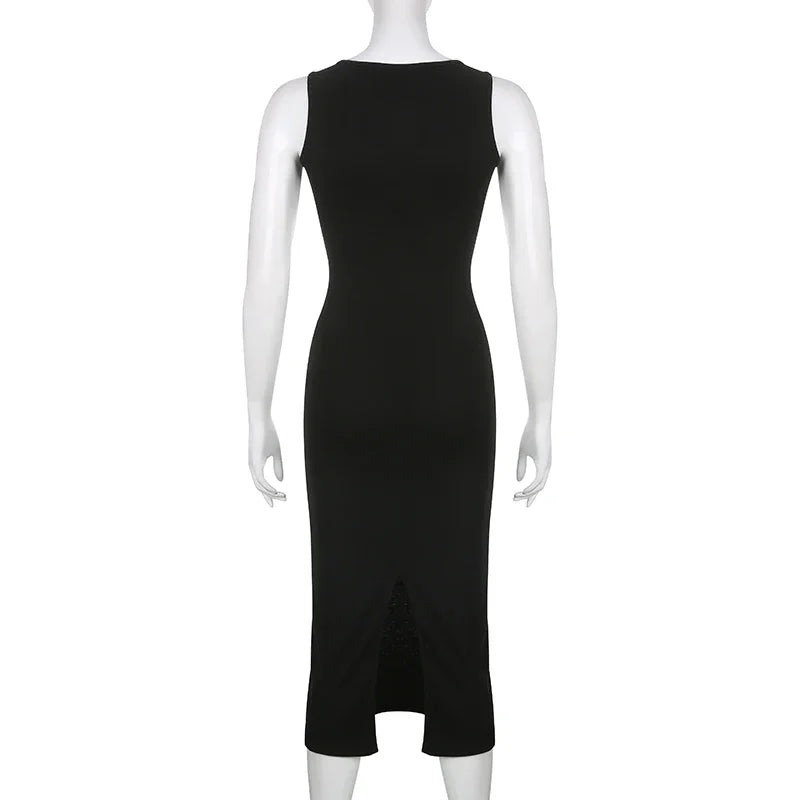 Basic Knit Long Dress. Sleeveless Women's Dresses for Summer Casual wears. Y2k Vintage All-match Outftis