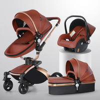 Luxury Baby Stroller 3-in-1 - PU Leather Pram with Car Seat Newborn