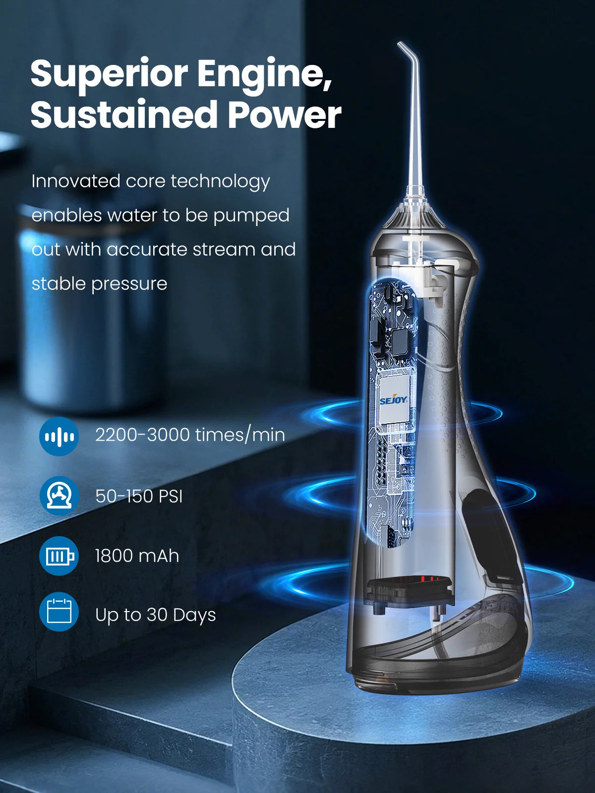 Sejoy Water Flosser Dental Oral Irrigator Water flossers for Teeth USB Rechargeable Waterproof Portable Cordless