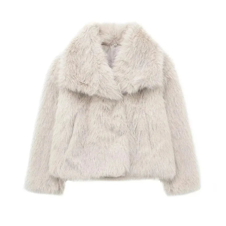 Luxury Faux Fur Jacket. Women's Loose Long-sleeved Coat Toka Fox Fur