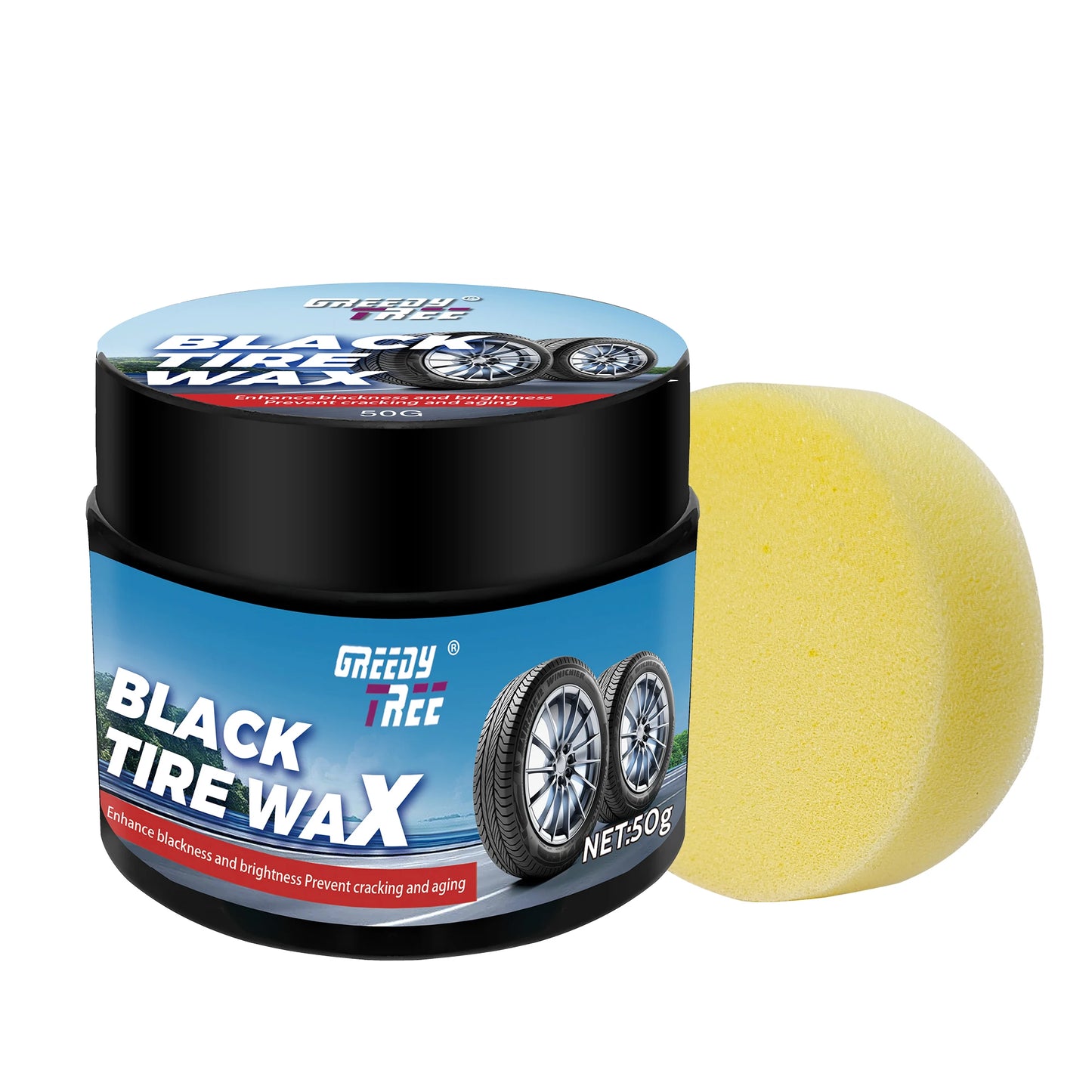 Black Tire Wax, Water-Resistant Car Wheel Shine, Long-Lasting Protection.