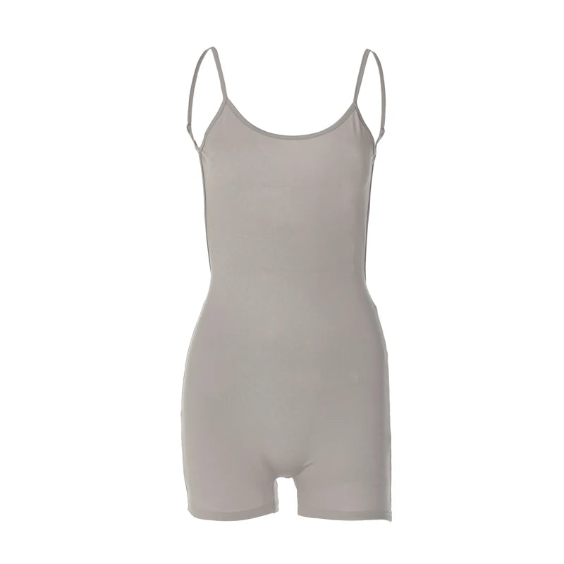 Hugcitar Solid Sleeveless Backless Ruched Sexy Bodycon Skinny Slips One Piece Playsuit Fall Women Vacation Rave Outfits Romper