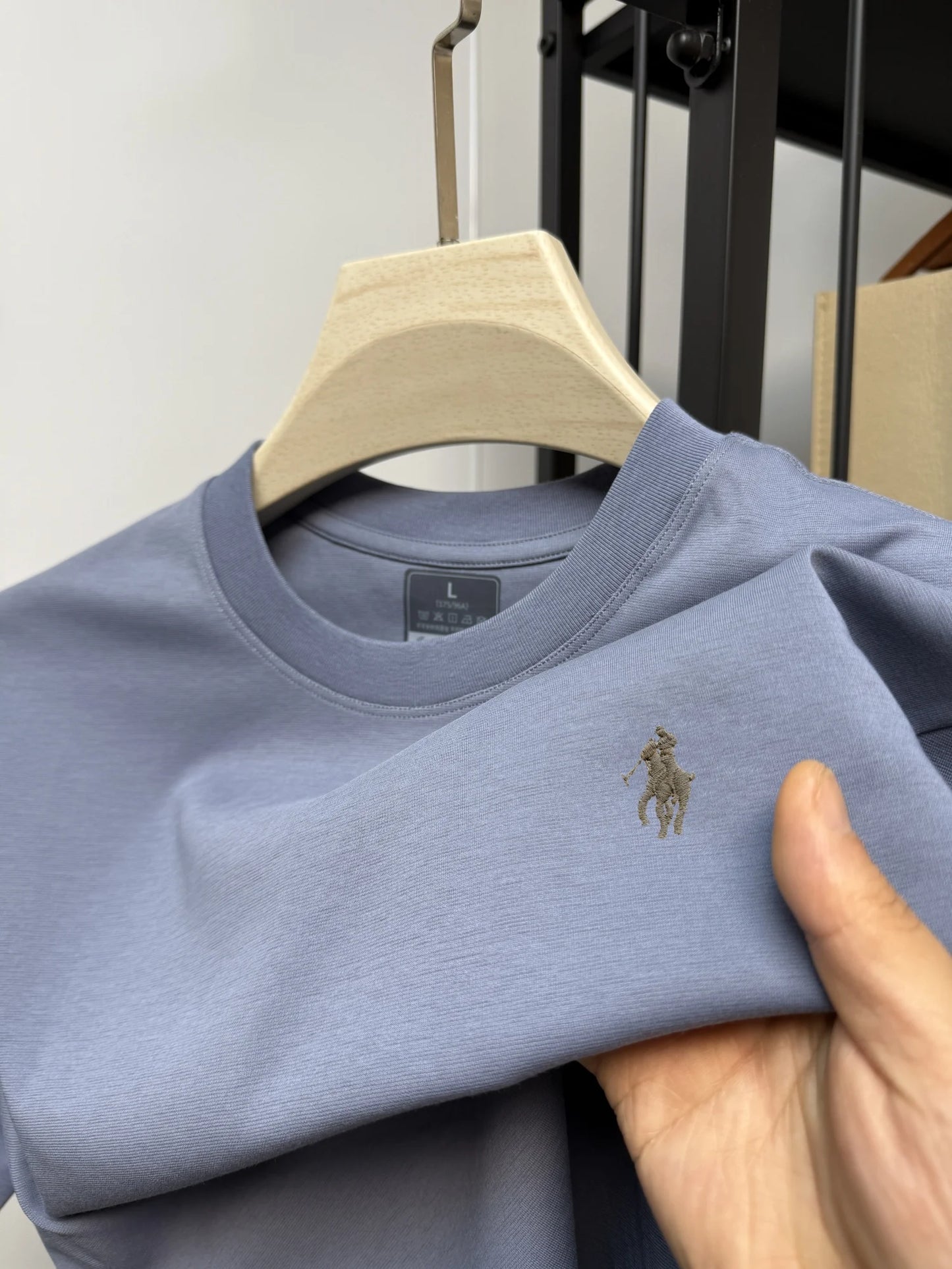New cotton men's short sleeve round neck T-shirt summer fashion high-end brand embroidery ponytail embroidery Korean top T-shirt