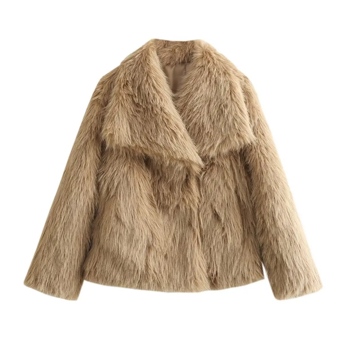 European American Winter Faux Fur Large Lapel Socialite Noble Classic Elegant Fashionable Commuting Dating Warmth Soft Outerwear