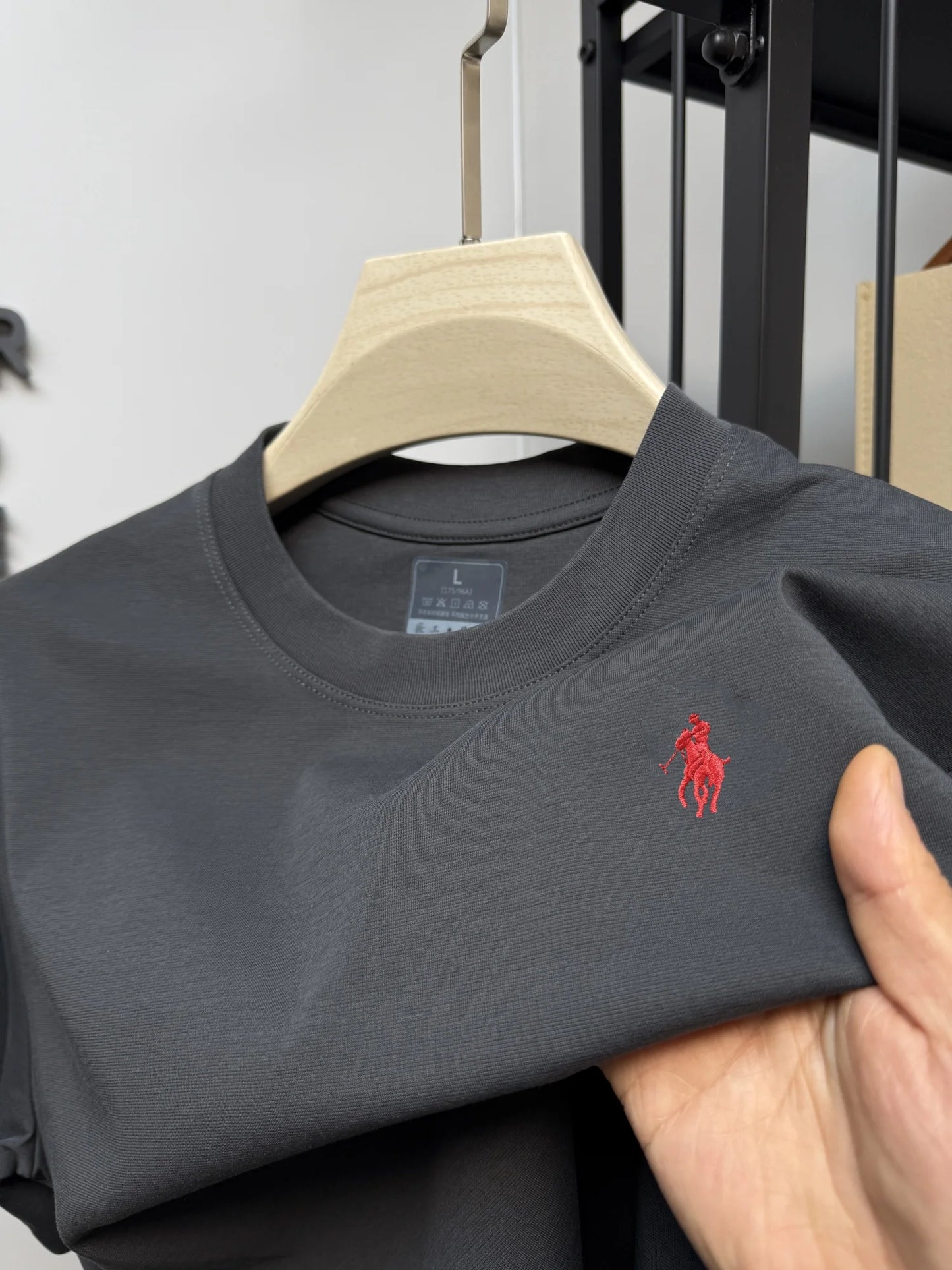 New cotton men's short sleeve round neck T-shirt summer fashion high-end brand embroidery ponytail embroidery Korean top T-shirt