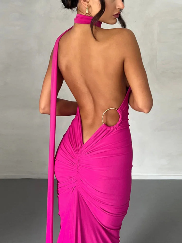 One Shoulder Sleeveless Backless Dress. Dresses For Women Club, Birthday Party, Evening Prom. from Neon y2k.