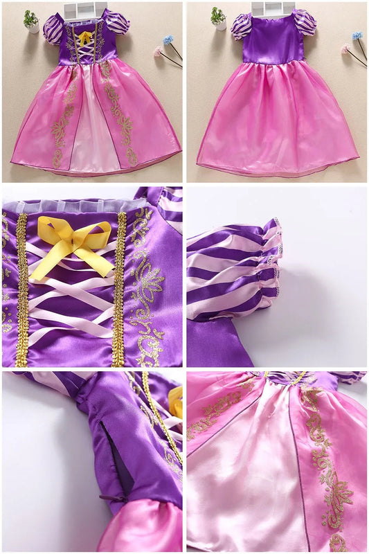 Princess Costume Dress – Rapunzel & Belle Fancy Flower Vestido for Girls, Christmas, Birthday & Carnival WAREHOUSE SHOP