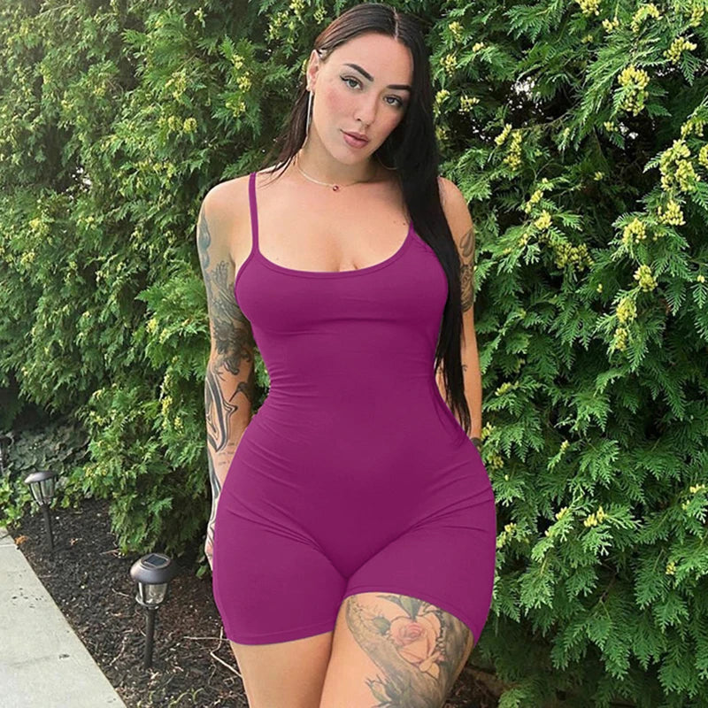 Hugcitar Solid Sleeveless Backless Ruched Sexy Bodycon Skinny Slips One Piece Playsuit Fall Women Vacation Rave Outfits Romper
