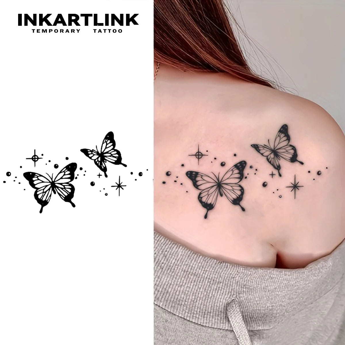 Butterfly Temporary Tattoo,Lasts To 15 Days New Technology Magic Waterproof Semi Permanent Sticker.
