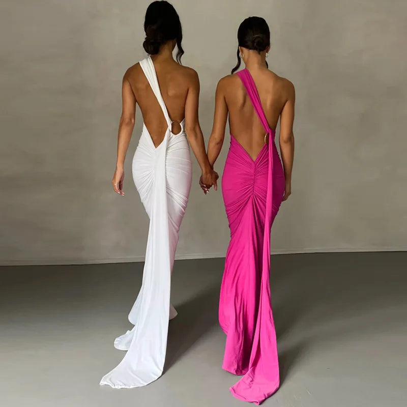 One Shoulder Sleeveless Backless Dress. Dresses For Women Club, Birthday Party, Evening Prom. from Neon y2k.