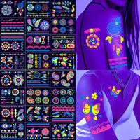Luminous Temporary Tattoos Stickers UV Glow Fluorescent in the Dark For Body Face Tattoo Stickers Party Accessorie Props